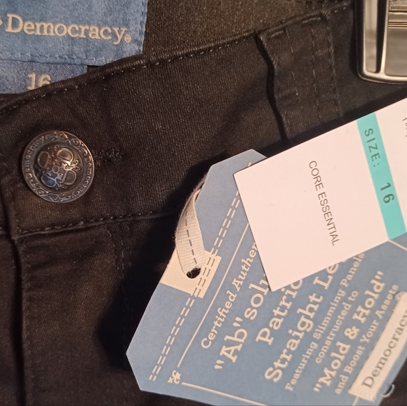 Democracy Ab"solution® Black Denim Straight Leg Jeans Stretchy Curvy - Picture 6 of 8